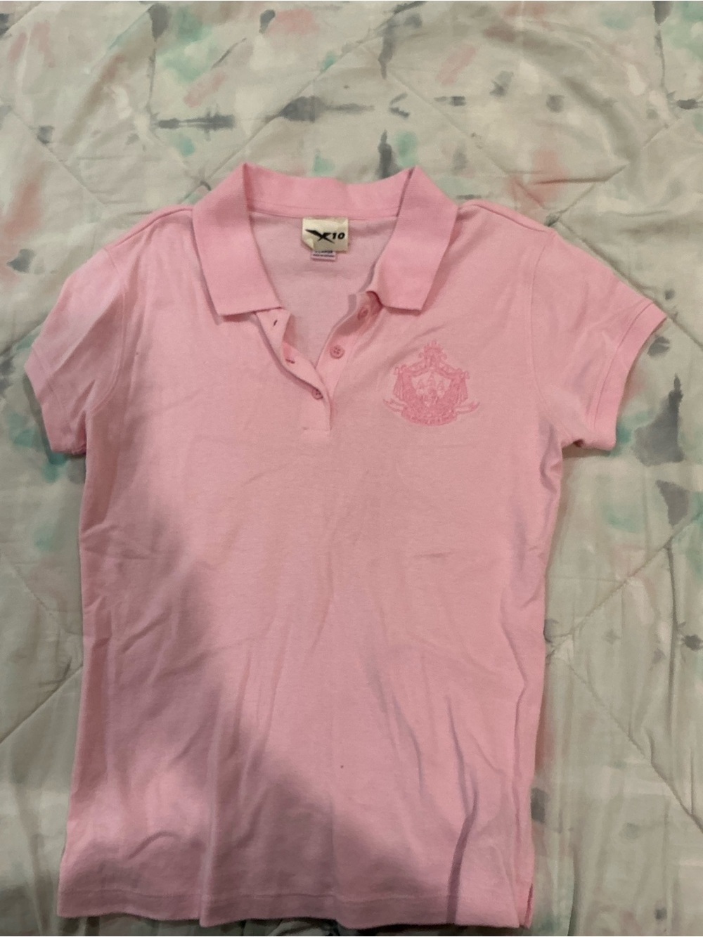 Girls Pink Polo Shirt with Crest - Brand: